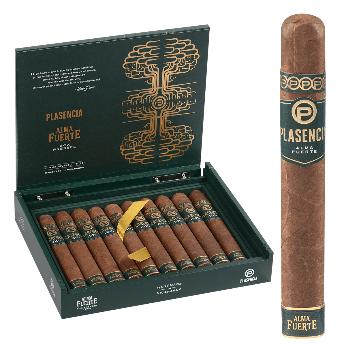 Plasencia Alma Fuerte Natural (Colorado Claro) Eduardo 10 Ct.Box 6.25X54