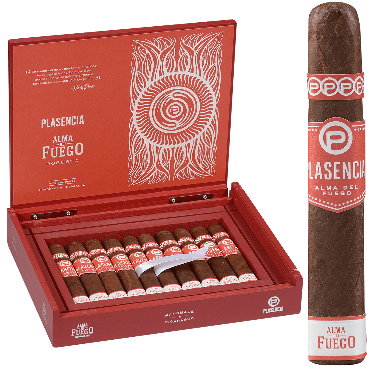 Plasencia Alma Del Fuego Candente Robusto 10 Ct.Box 5.00X50