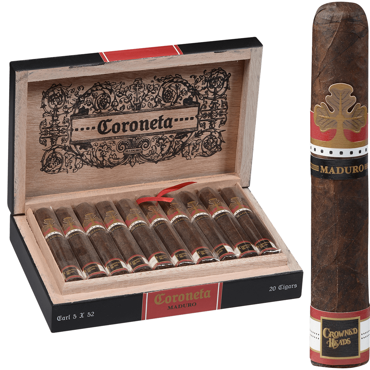 Crowned Heads Coroneta Maduro Earl 20 Ct 5.00X52