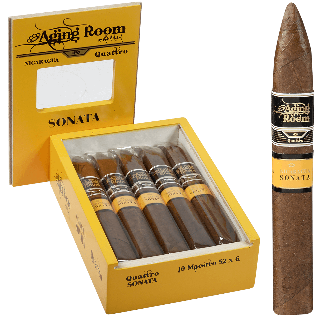 Aging Room Quattro Nicaragua Sonata Maestro 10 Ct. Box 6.00X52