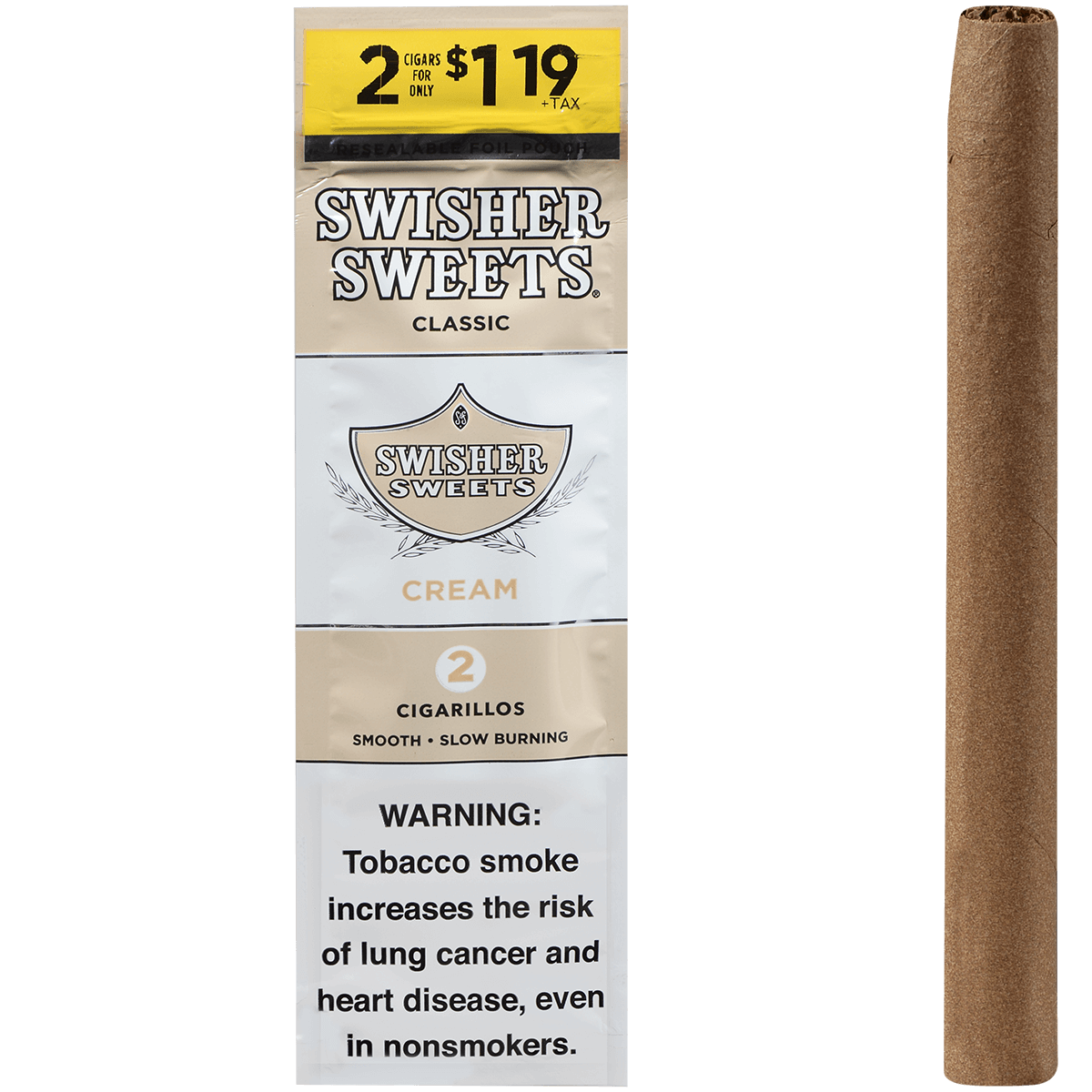 Swisher Sweets Cigarillos Cream 2-For$1.19 30/2 Ct Pouches 4.00X30