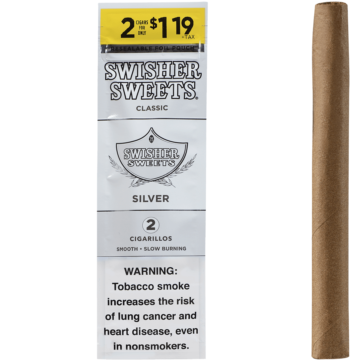 Swisher Sweets Cigarillos Silver 2-For$1.19 30/2 Ct Pouches 4.00X30