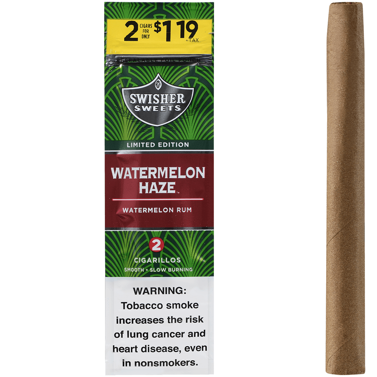 Swisher Sweets Cigarillos Watermelon 2-For$1.19 30/2 Ct Pouches 4.00X30