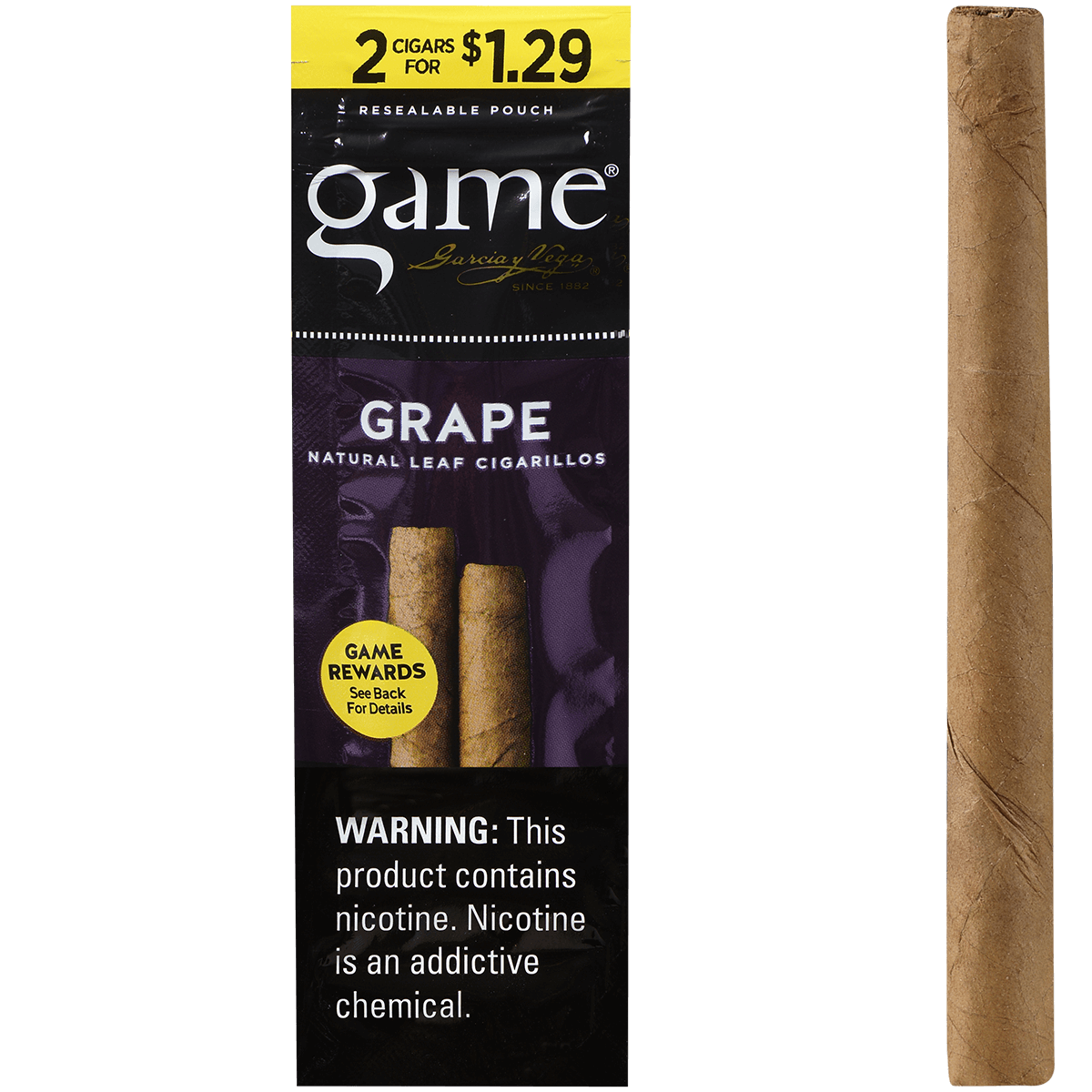 Game Cigarillos Foilfresh 2/$1.29 Grape 30/2 Ct.