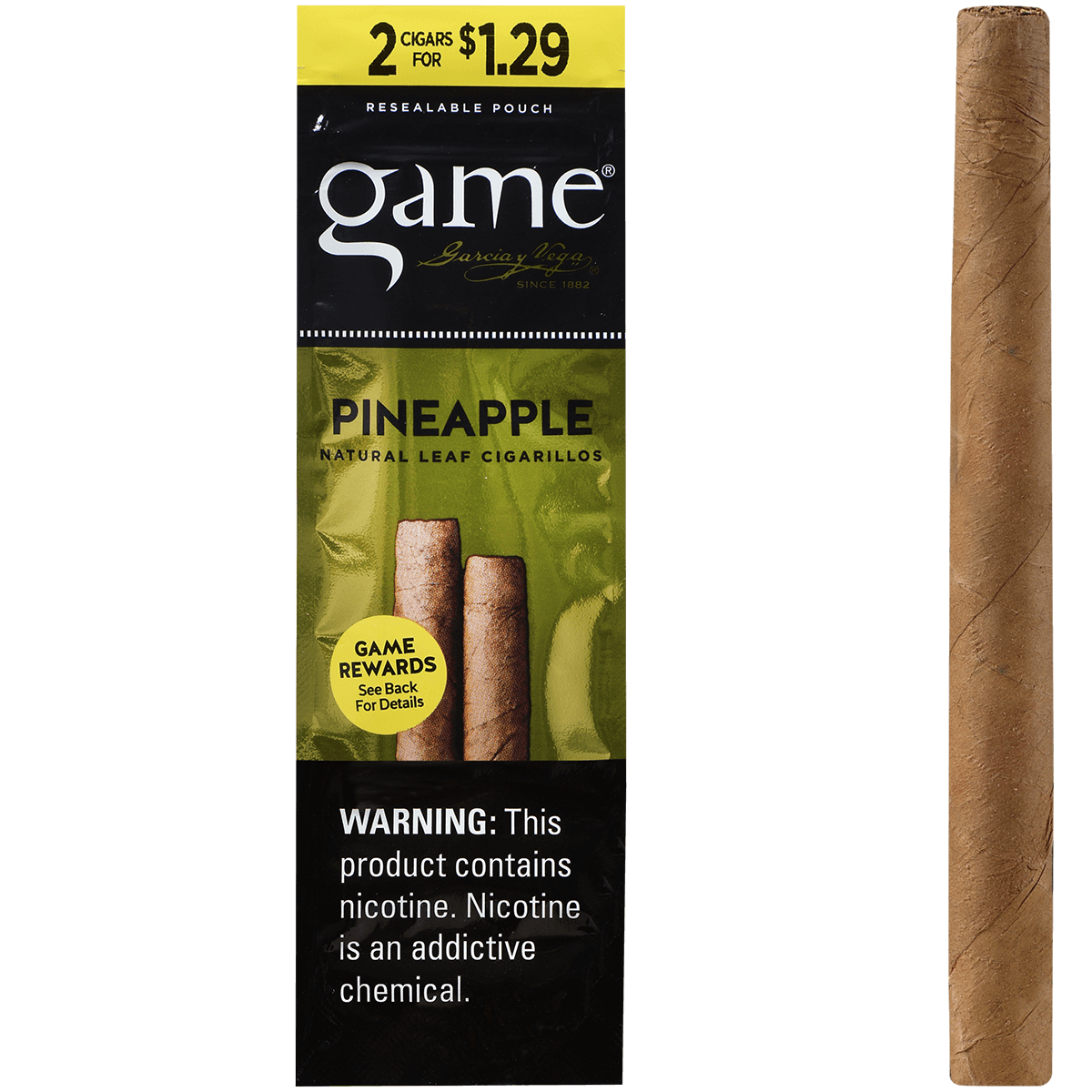 Game Cigarillos Foilfresh 2/$1.29 Pineapple 30/2 Ct.