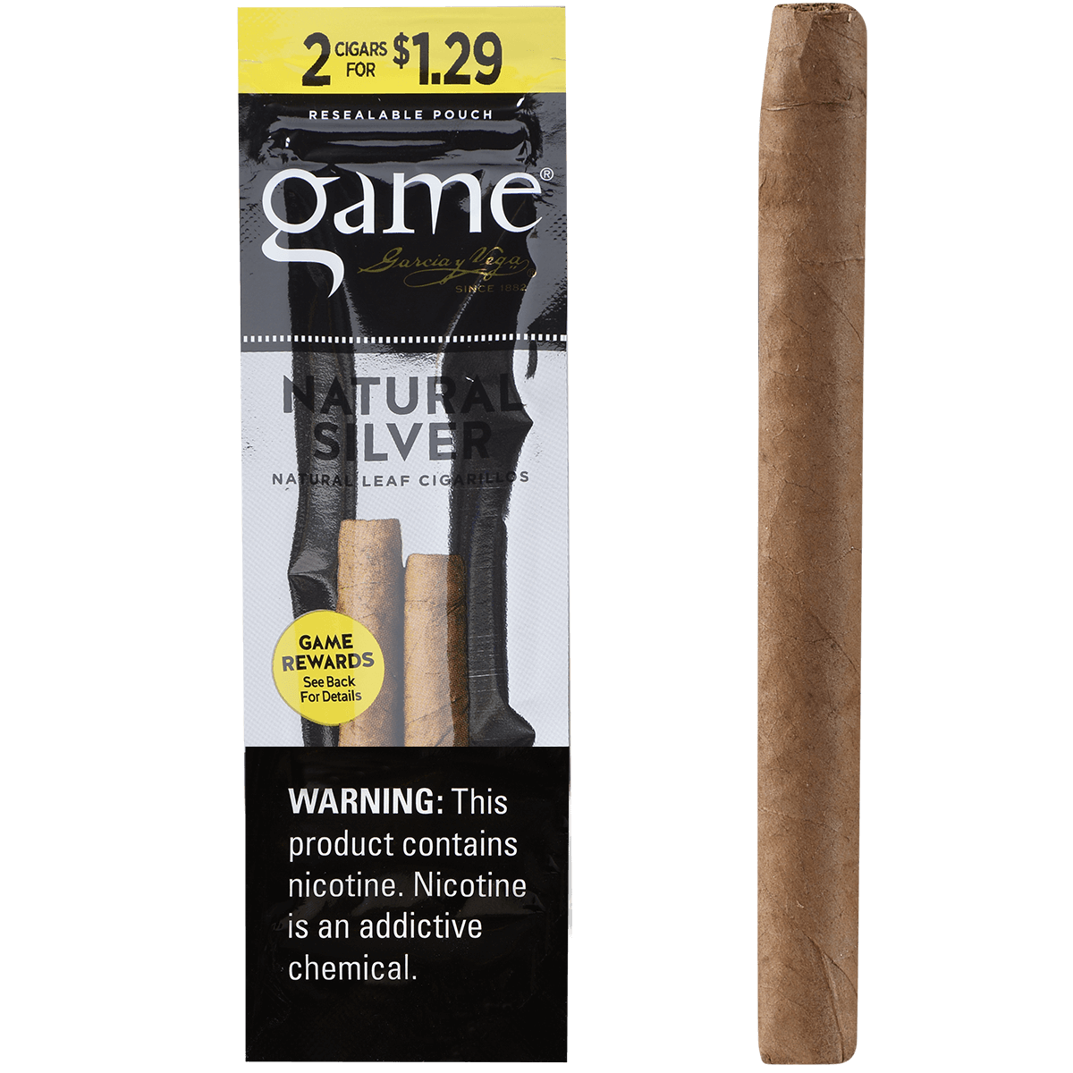 Game Cigarillos Foilfresh 2/$1.29 Natural Silver 30/2 Ct.
