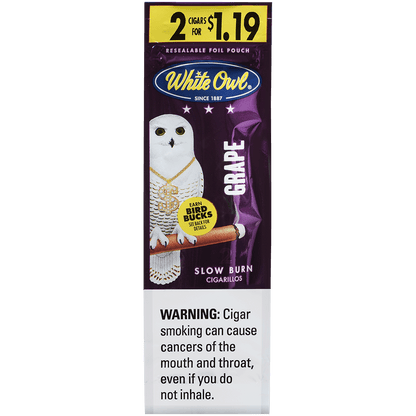 White Owl Cigarillos Foilfresh 2/$1.19 Grape 30/2 Ct.