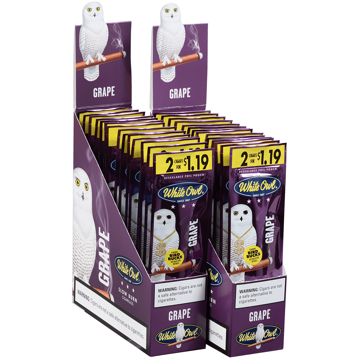White Owl Cigarillos Foilfresh 2/$1.19 Grape 30/2 Ct.