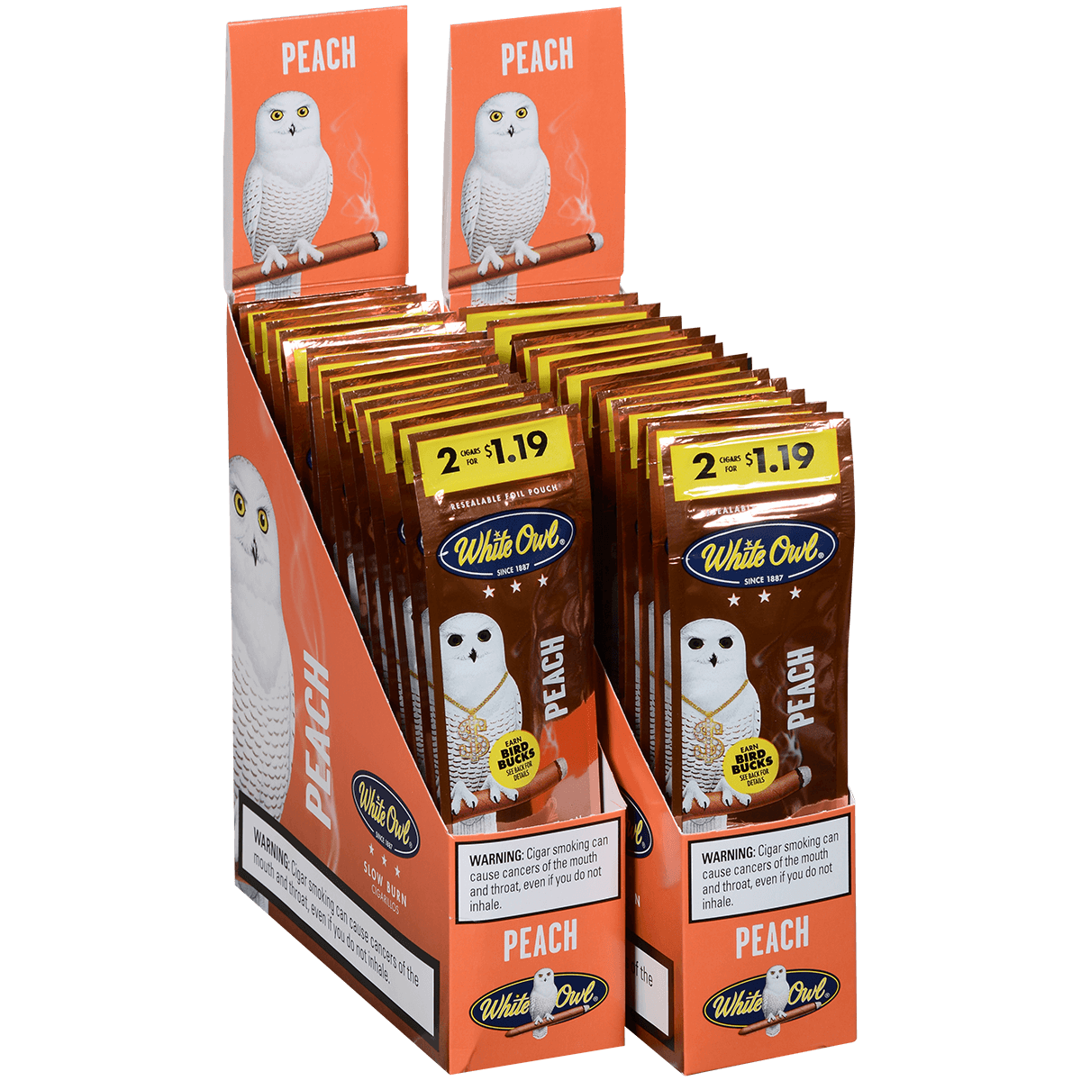 White Owl Cigarillos Foilfresh 2/$1.19 Peach 30/2 Ct.