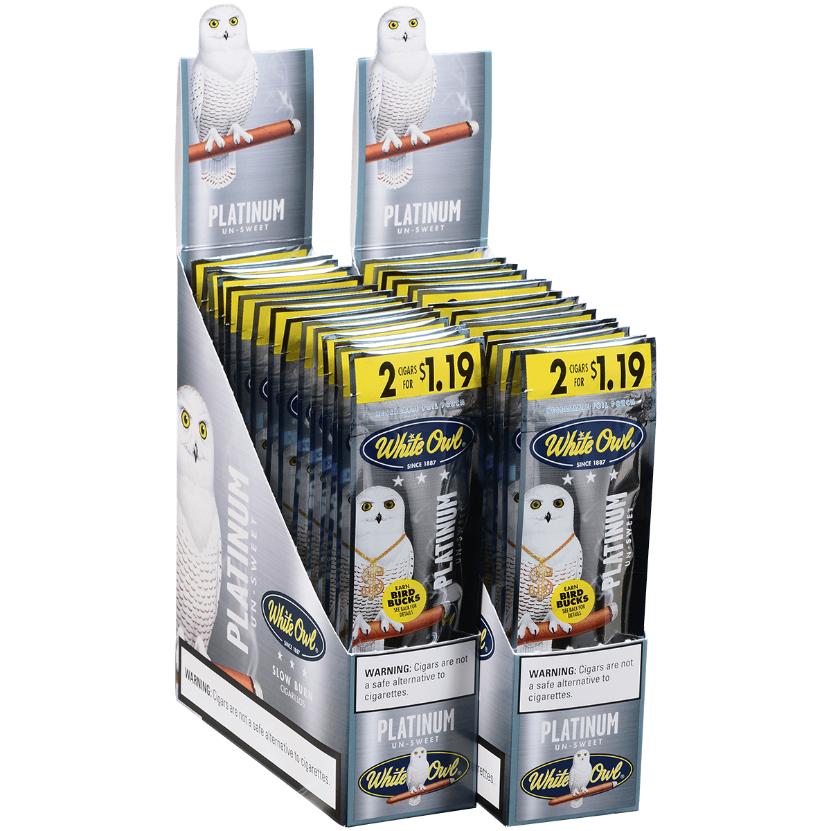 White Owl Cigarillos Foilfresh 2/$1.19 Platinum 30/2 Ct.