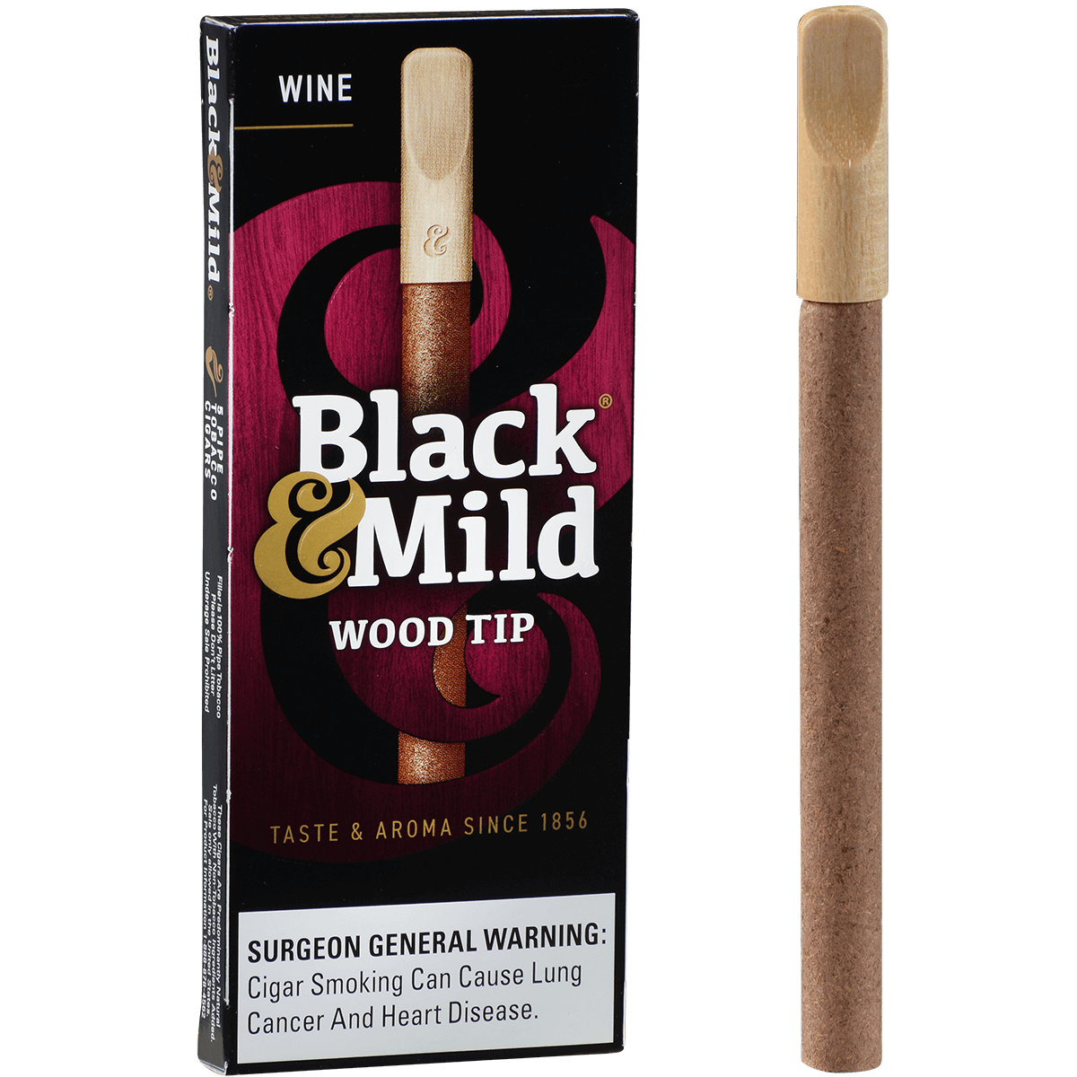 Middletons Black & Mild Wine Wood Tip 10/5 Packs 5.00X30