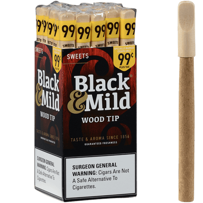 Middeltonss Black & Mild Sweets Wood Tip Pre Priced $0.99 25 Ct. Box 5.00X30