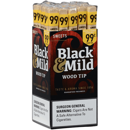 Middeltonss Black & Mild Sweets Wood Tip Pre Priced $0.99 25 Ct. Box 5.00X30