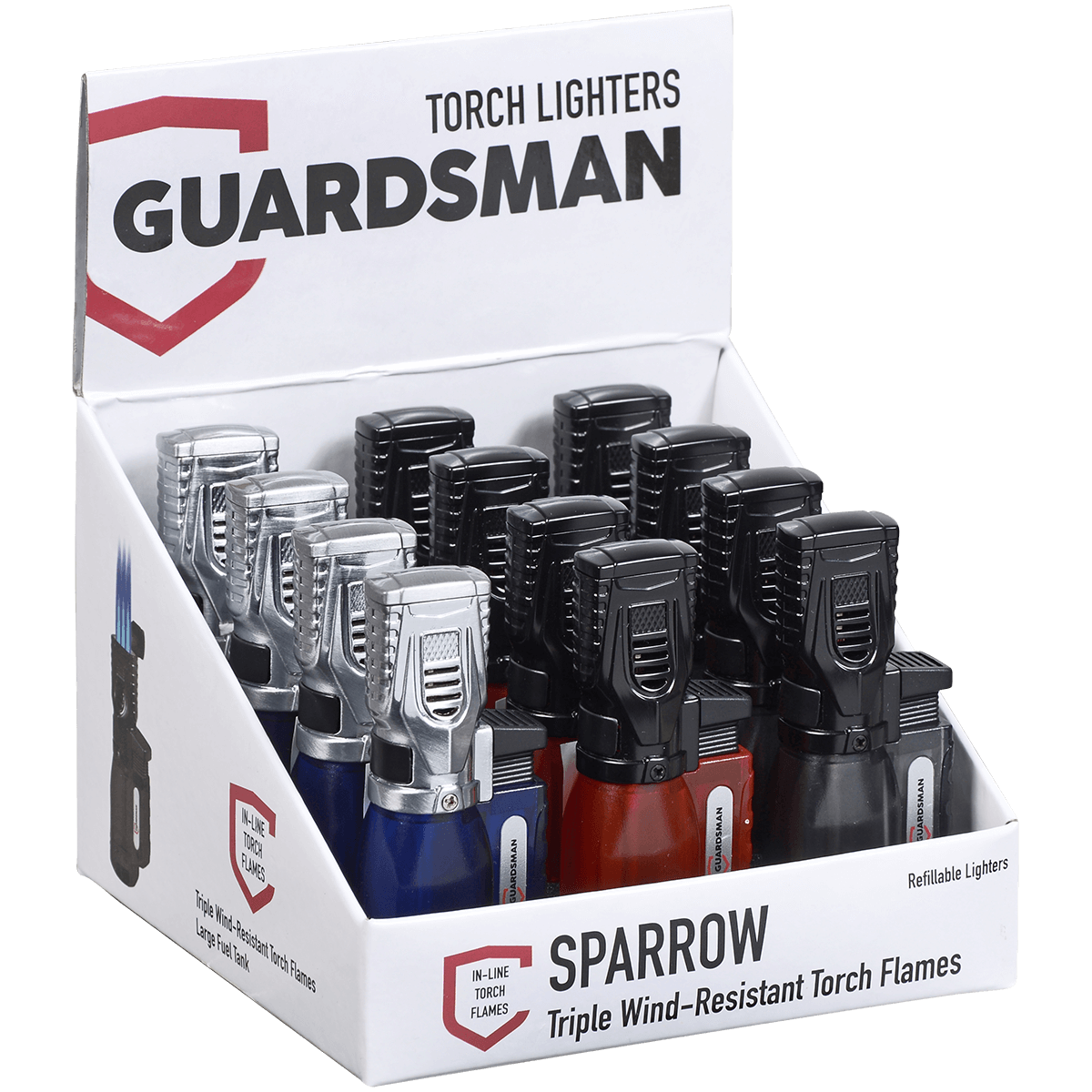 Lighters Guardsman Sparrow Triple Torch Flame 12 Ct. Display