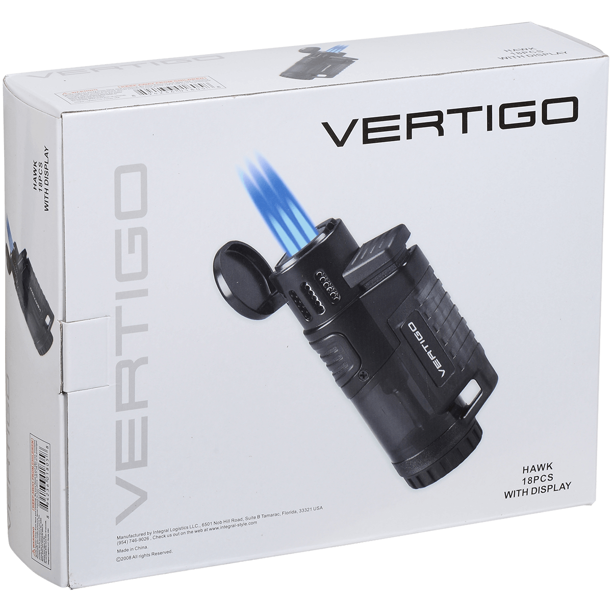 Lighter Vertigo Hawk Charcoal Triple Torch Flame 18Ct.