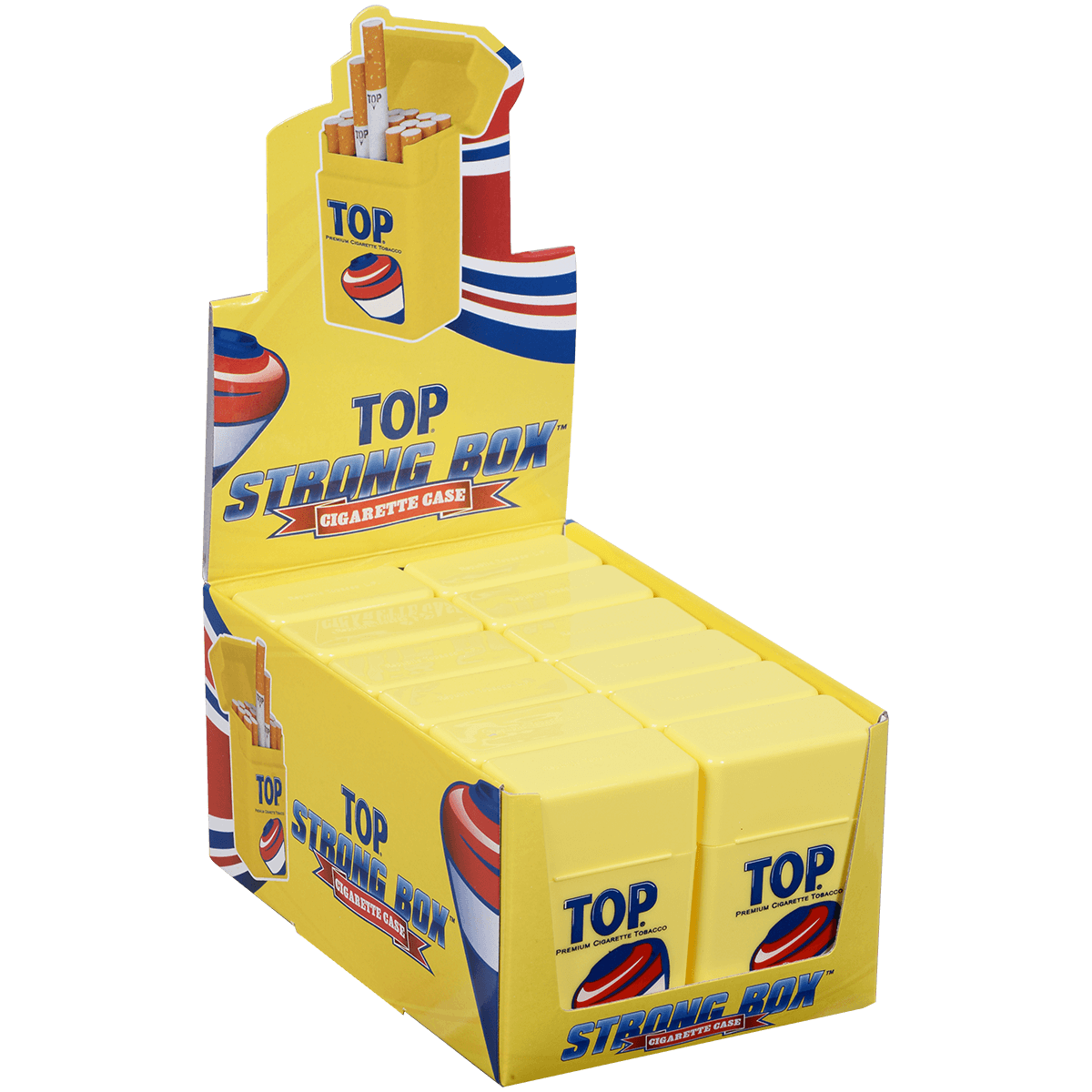 Cigarette Case Top Strong Box King Size Flip Top Yellow Plastic 12 Ct. Box