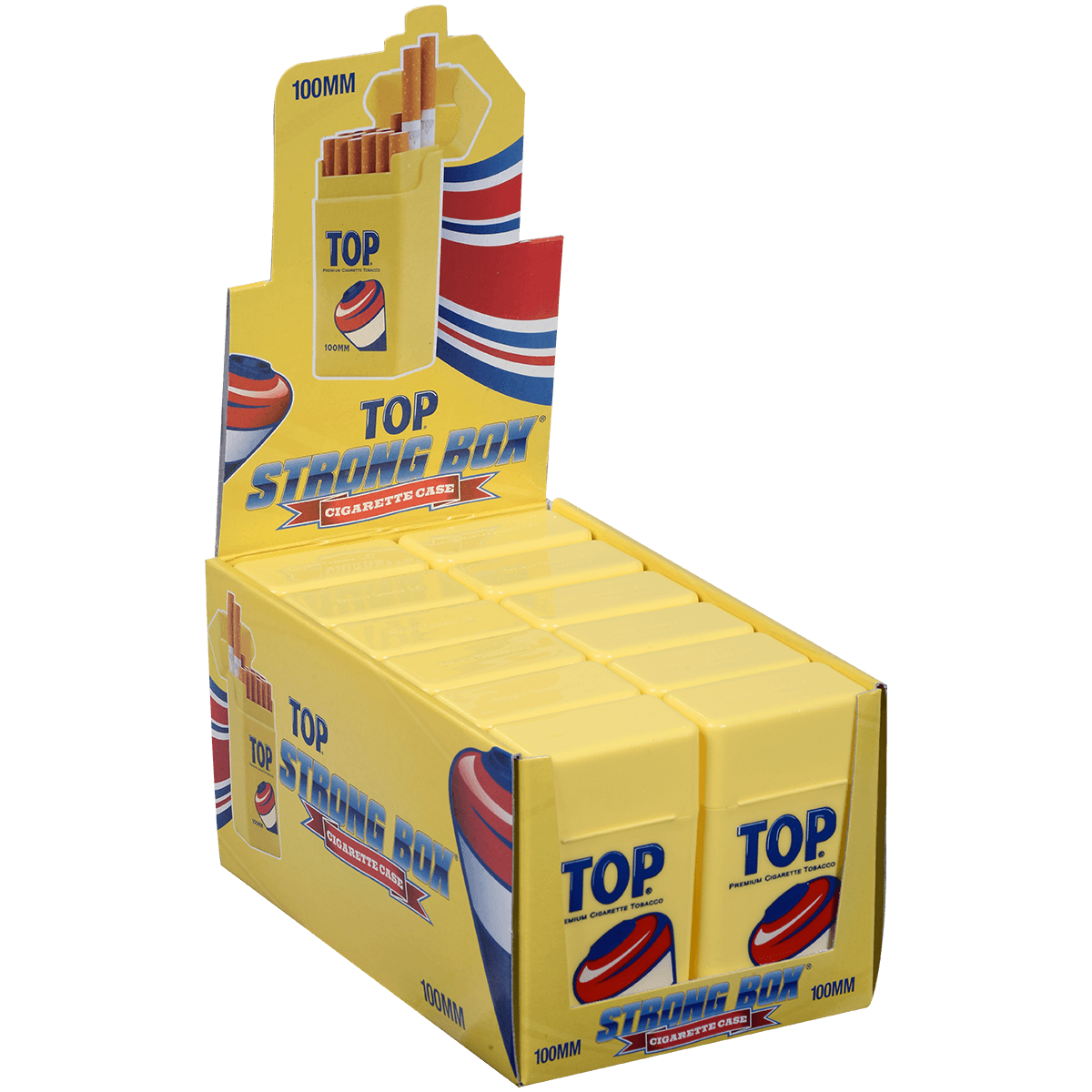 Cigarette Case Top Strong Box 100Mm Flip Top Yellow Plastic 12 Ct. Box