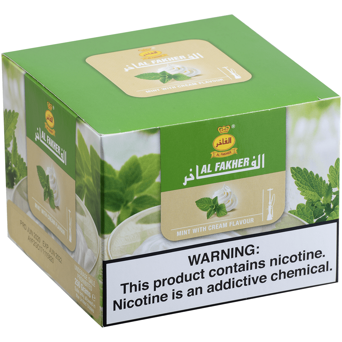 Al Fakher Hookah Tobacco Mint With Cream 250 Gram Tub