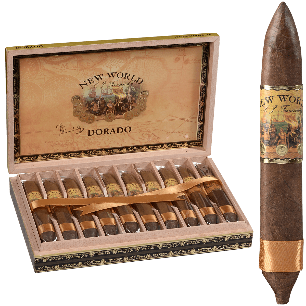 New World By Aj Fernandez Dorado Figurado 10 Ct. Box 6X56