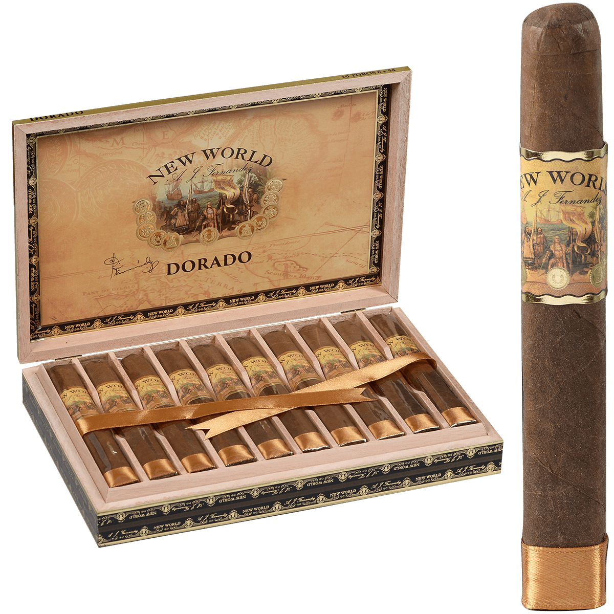 New World By Aj Fernandez Dorado Toro 10 Ct. Box 6X54