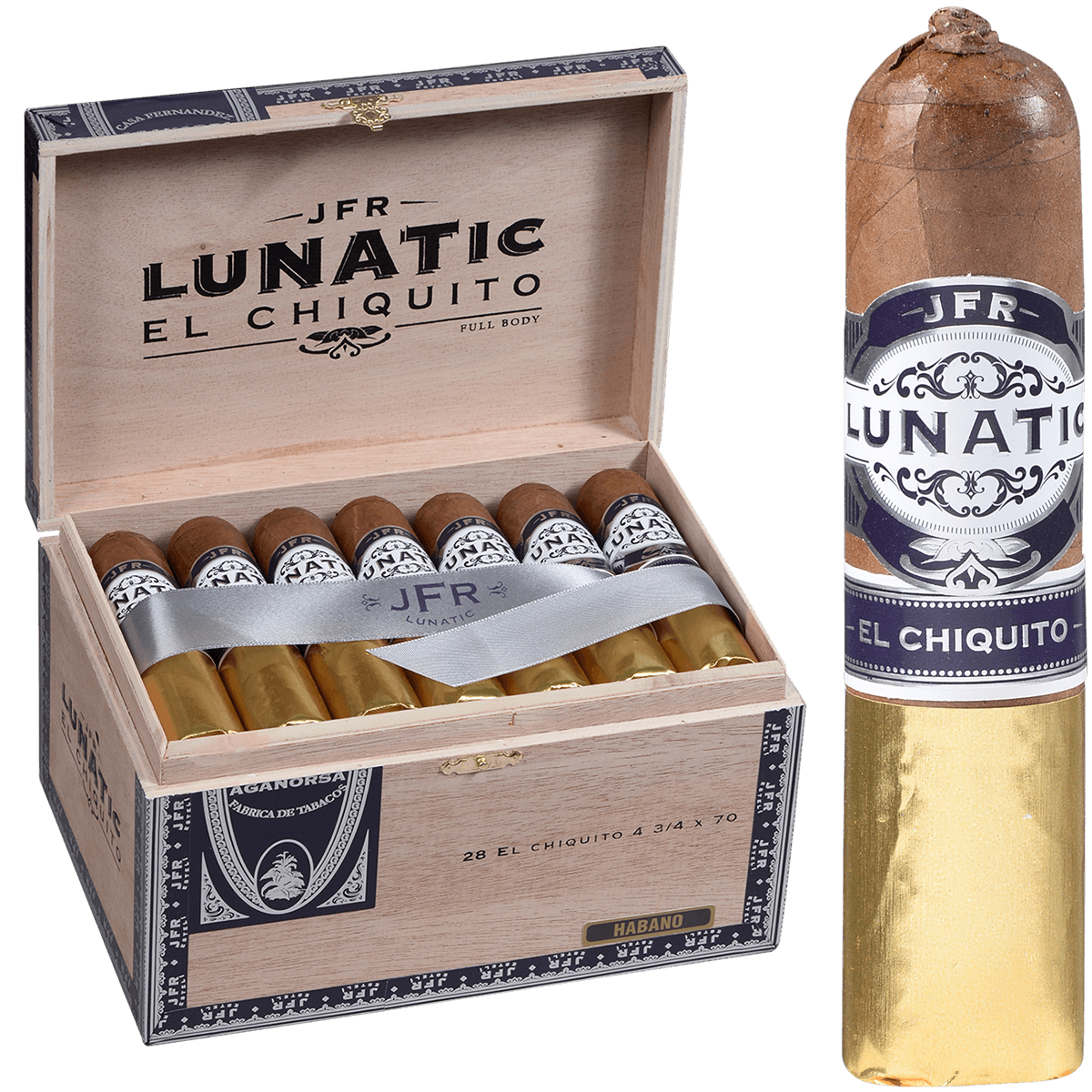 Aganorsa Leaf Jfr Lunatic Habano Lunatic El Chiquito 4.75X70 28 Ct Box