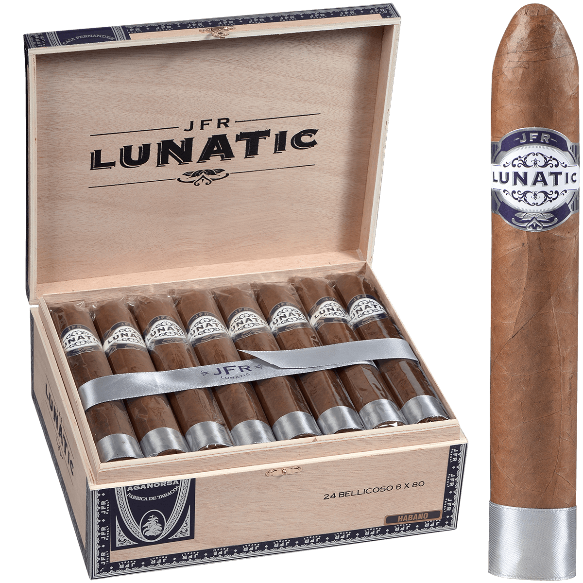Aganorsa Leaf Jfr Lunatic Habano Lunatic 880 8.00X80 24 Ct Box