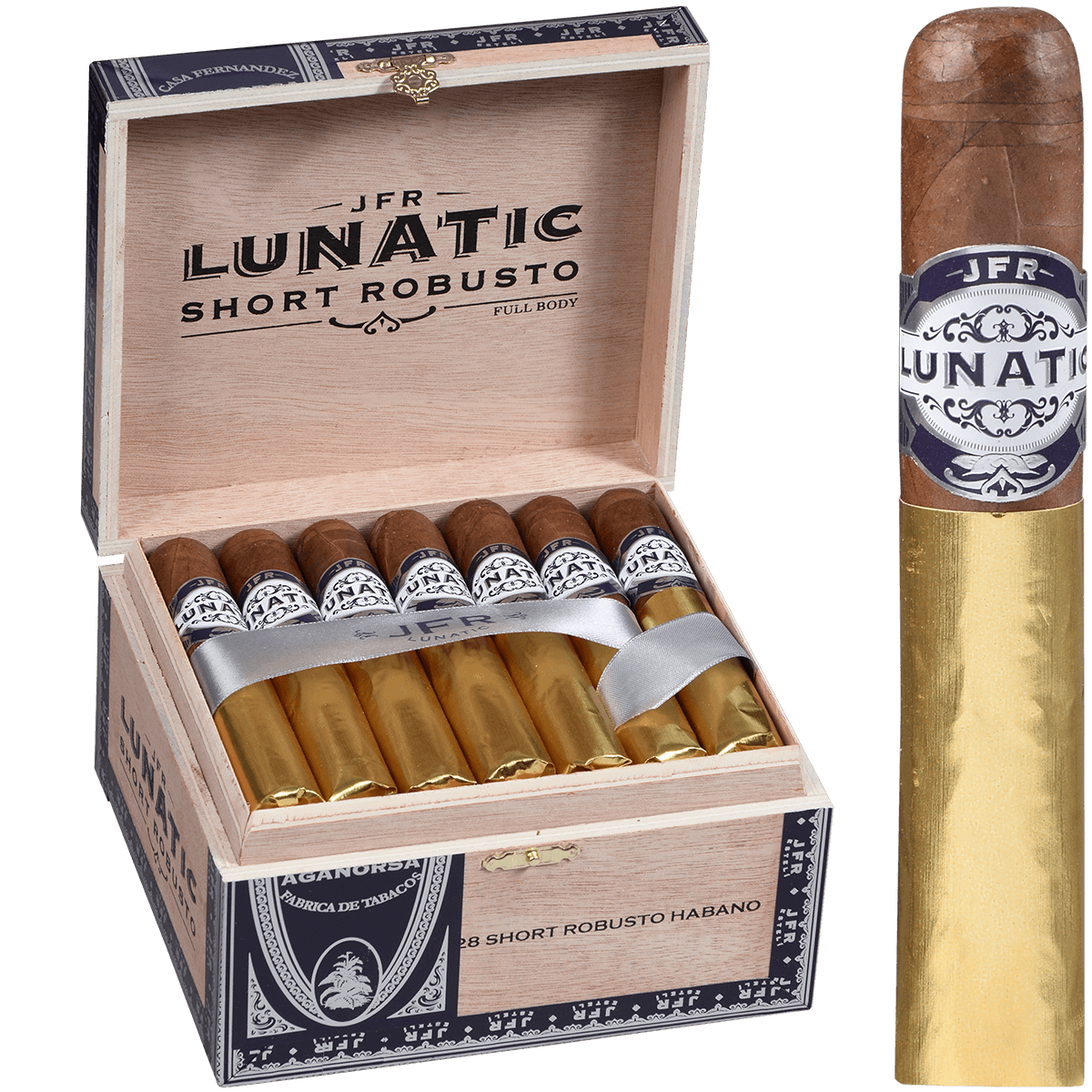 Aganorsa Leaf Jfr Lunatic Habano Lunatic Short Robusto 4.75X52 28 Ct Box