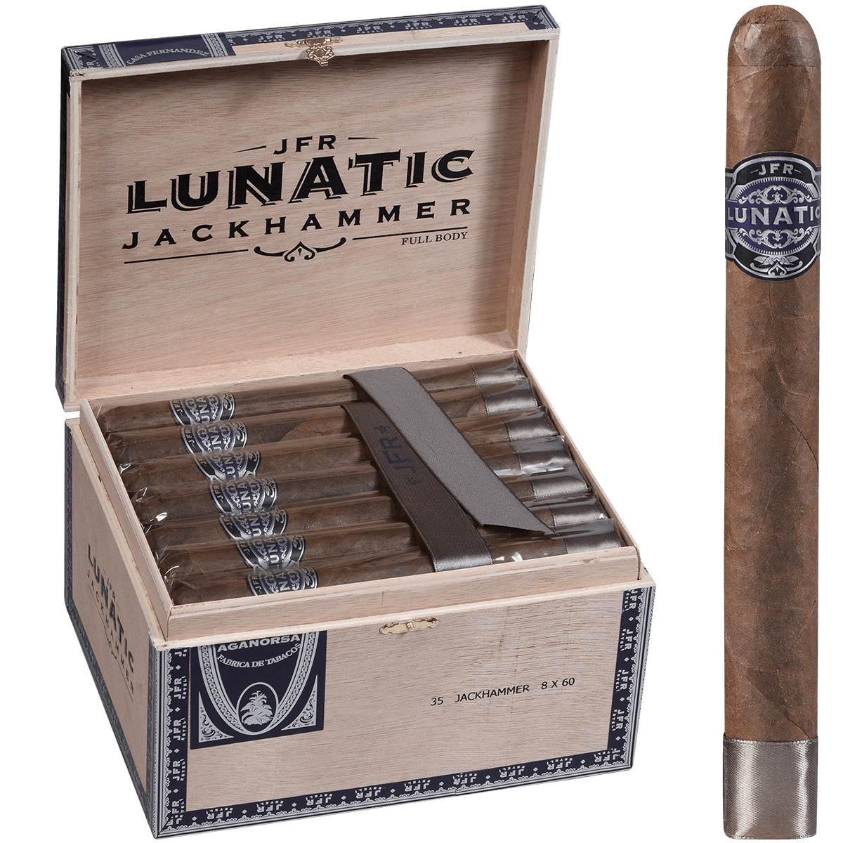 Aganorsa Leaf Jfr Lunatic Maduro Lunatic Jackhammer 8.00X60 35 Ct Box