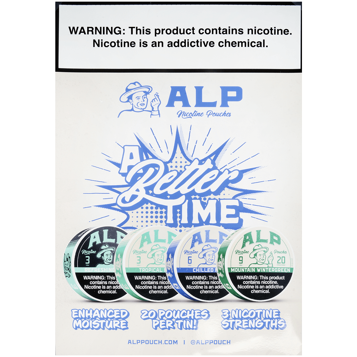 ALP NICOTINE POUCHES WINDOW CLING 8"X12"