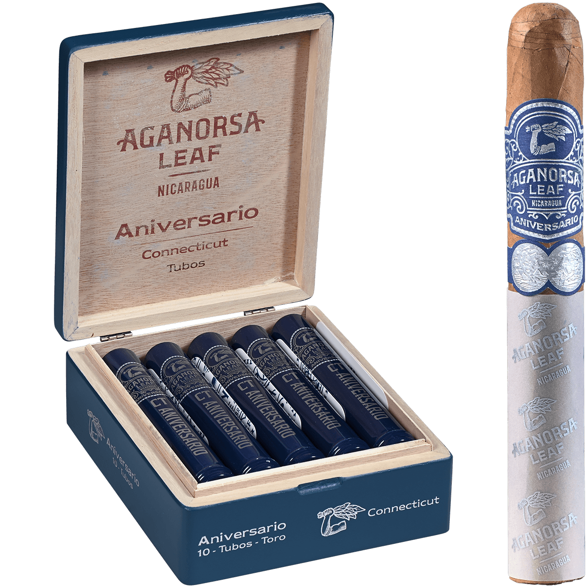 AGANORSA LEAF ANIVERSARIO CT TORO TUBO 10 CT.  6x52