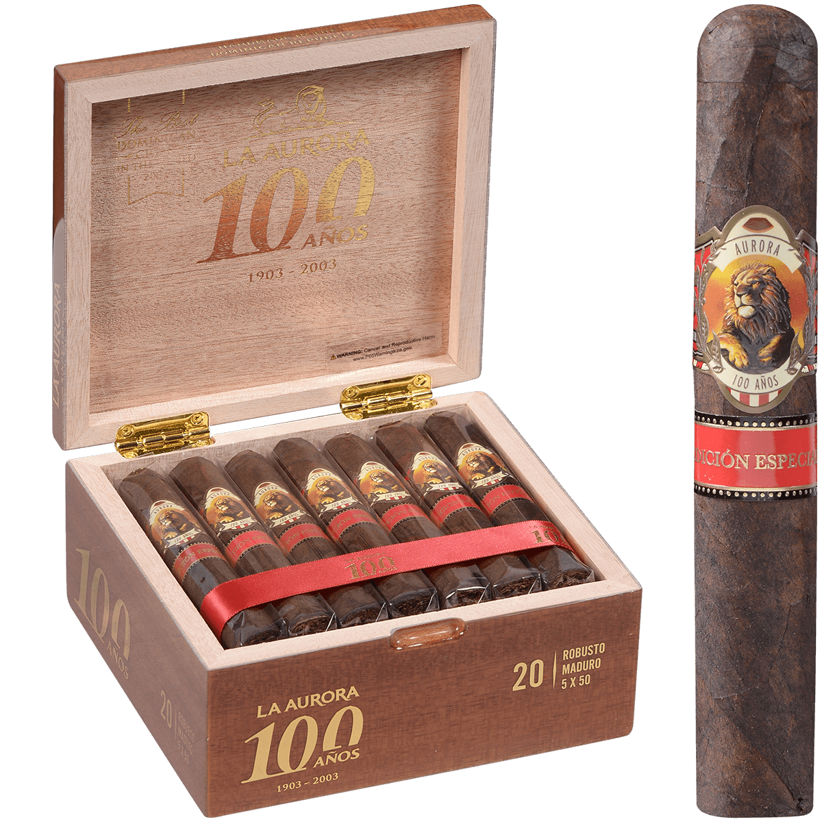 La Aurora 100 Anos Robusto Especial Connecticut Broad Leaf 5X50 20 Ct Box
