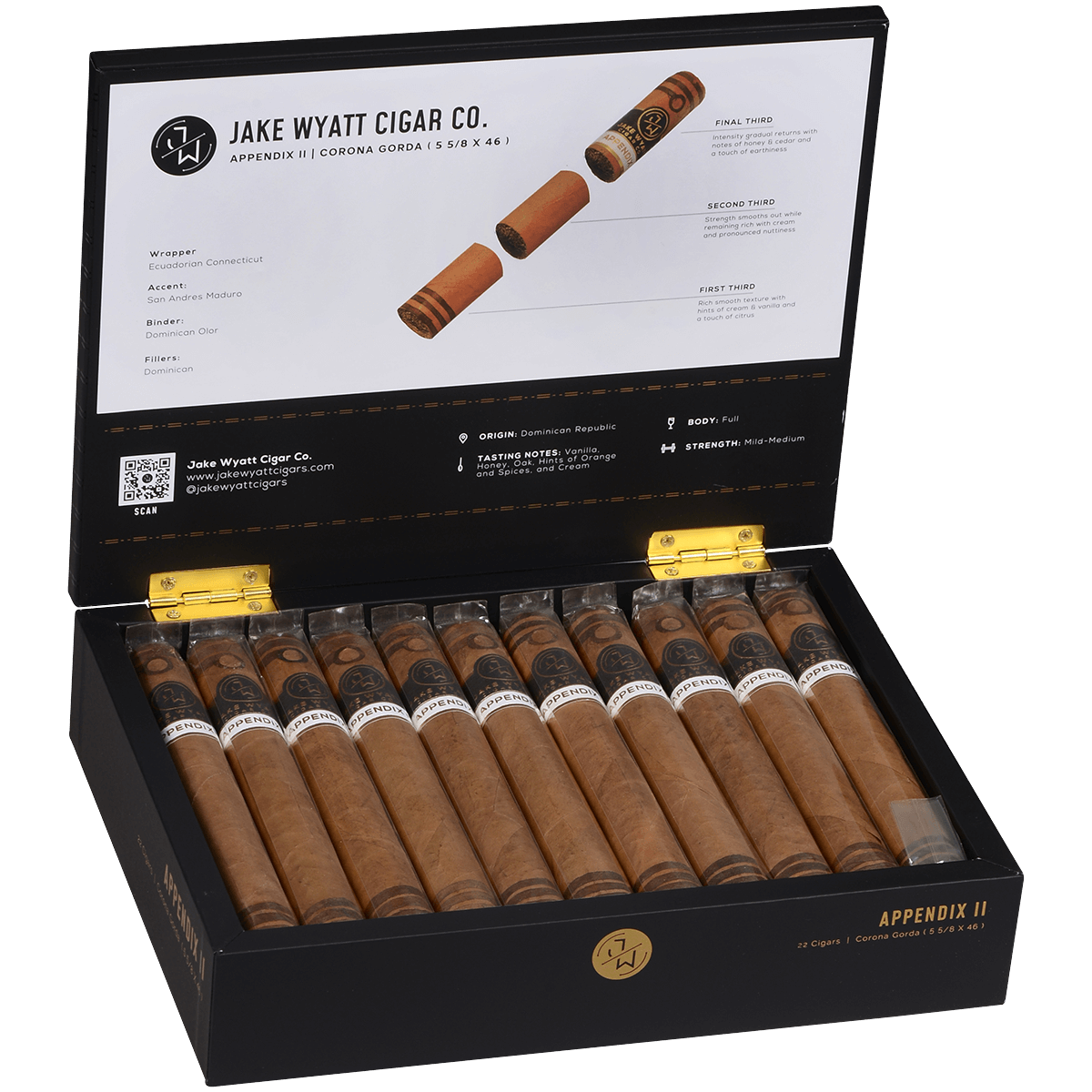 Jake Wyatt Gourmet Collection Appendix Ii Corona Gorda Connecticut 22 Ct. Box 5.63X46