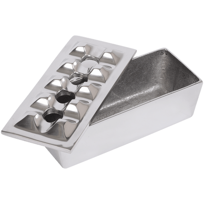 Ashtray Cigar Grid Polished Metal 4 Cigar 7" X 3" Rectangle