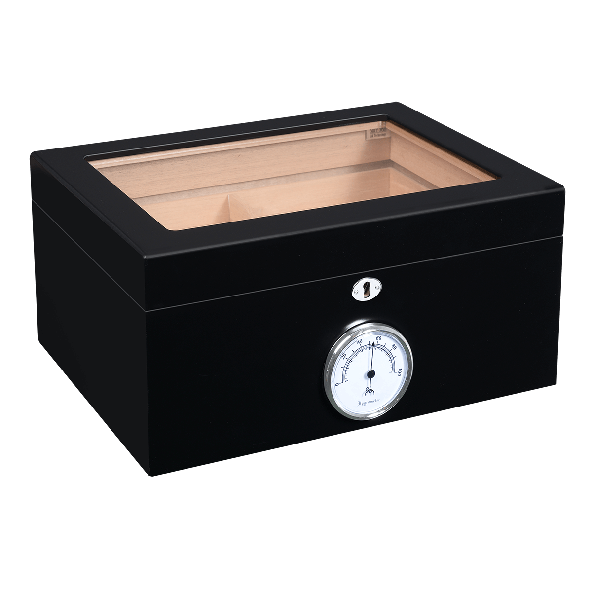 Humidor Bally Black 100 Cigar Ct 13 3 4" W 9 1 4" D X 6 1 2" H