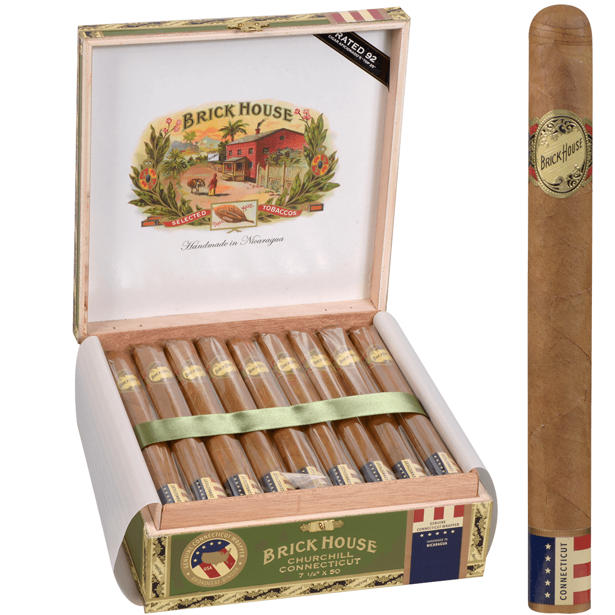 Brick House Double Connecticut Churchill 25 Ct. Box 7.25X50
