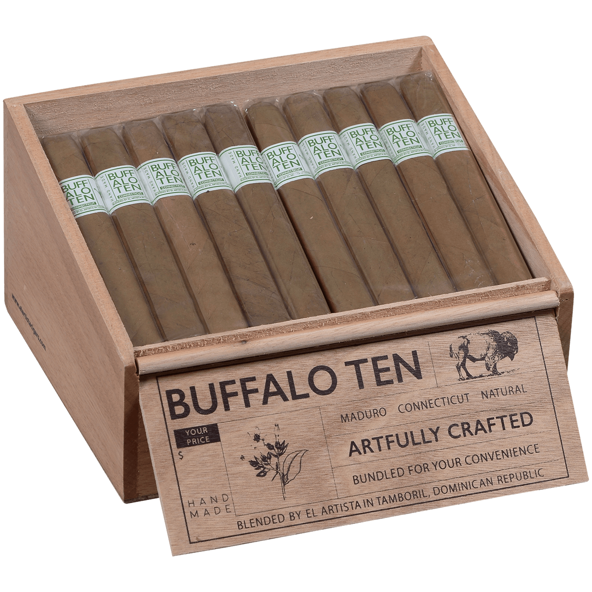 Buffalo Ten By Artista Cigars Toro Connecticut 40 Ct. Tray 6.00X60