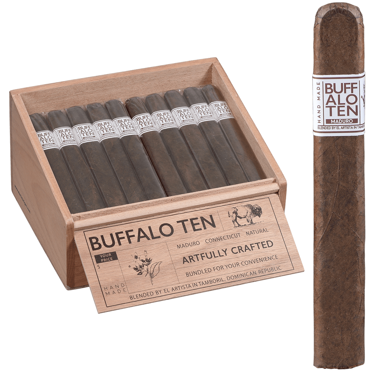 Buffalo Ten By Artista Cigars Toro Maduro 40 Ct. Tray 6.00X60