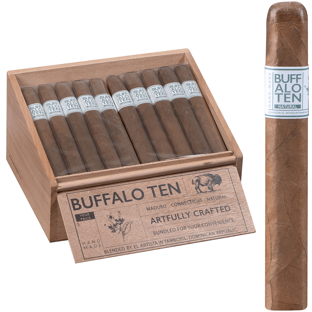 Buffalo Ten By Artista Cigars Toro Natural 40 Ct. Tray 6.00X60