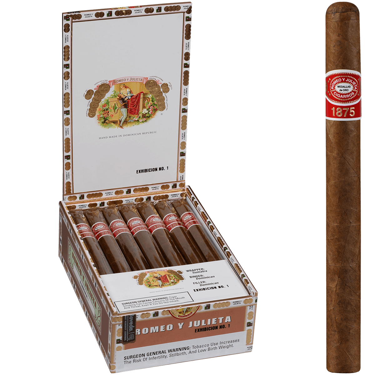 Romeo Y Julieta 1875 Exhibicion #1 Ems 20 Ct. Box 8.50X52
