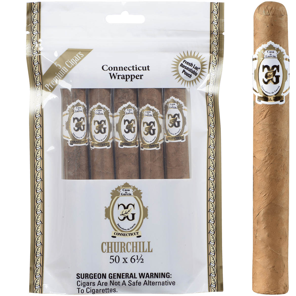 Casa De Garcia Connecticut Churchill 8/5 Freshloc Packs 6.50X50