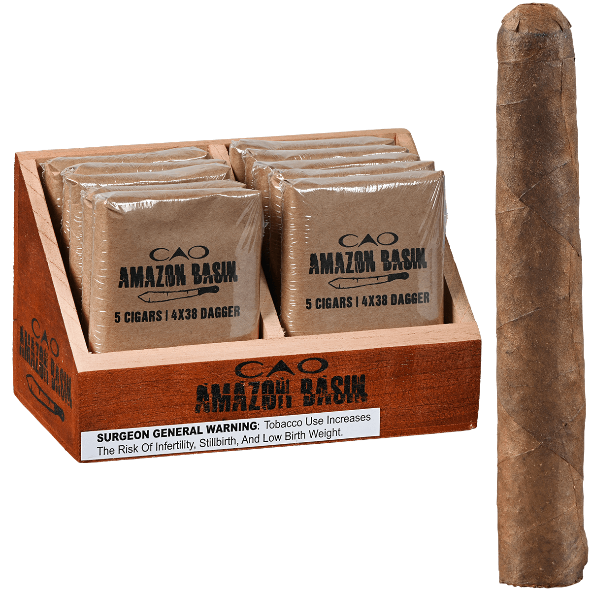 LIMITED EDITION CAO AMAZON BASIN DAGGERS DISPLAY 10/5 PACKS 4.00X38
