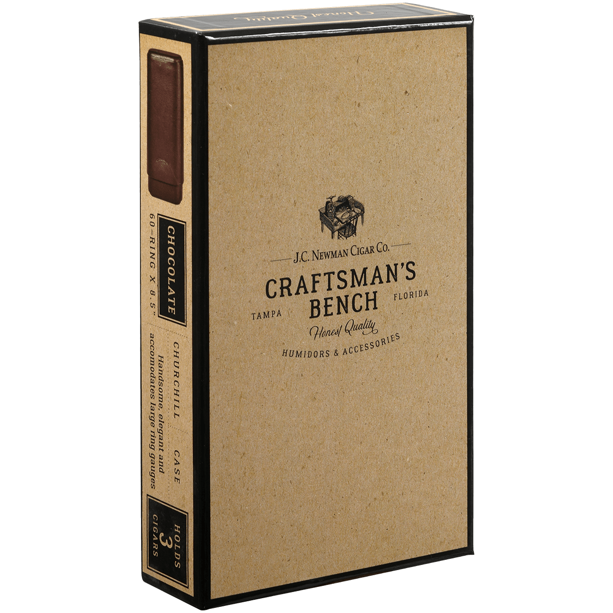 Cigar Case CraftsmanS Bench Leather 3 Finger Chocolate Churchill 8.50X60
