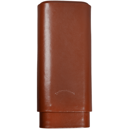 Cigar Case Craftsmans Bench Leather 3 Finger Tan Churchill 8.50X54