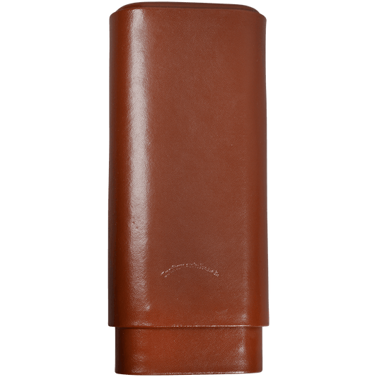 Cigar Case Craftsmans Bench Leather 3 Finger Tan Churchill 8.50X54