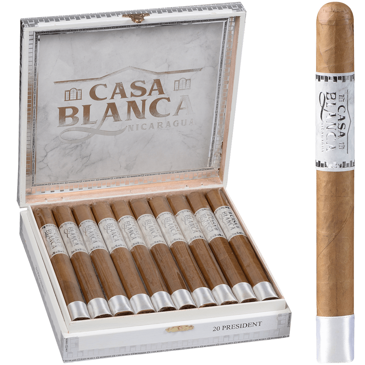 Casa Blanca Nicaragua Natural President 20 Ct. Box 7.50X50