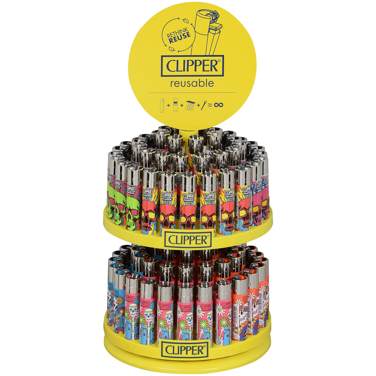 Clipper Cp11 2-Tier Carousel Display Hippy Skeleton Skulls 96Ct