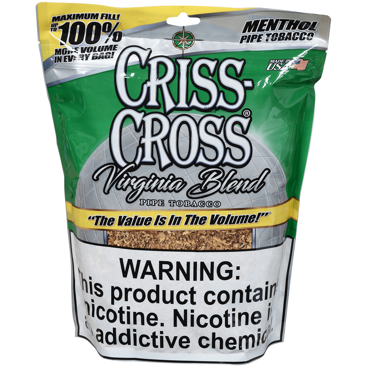 Criss Cross Virginia Blend Pipe Tobacco Menthol 8 Oz. Bag