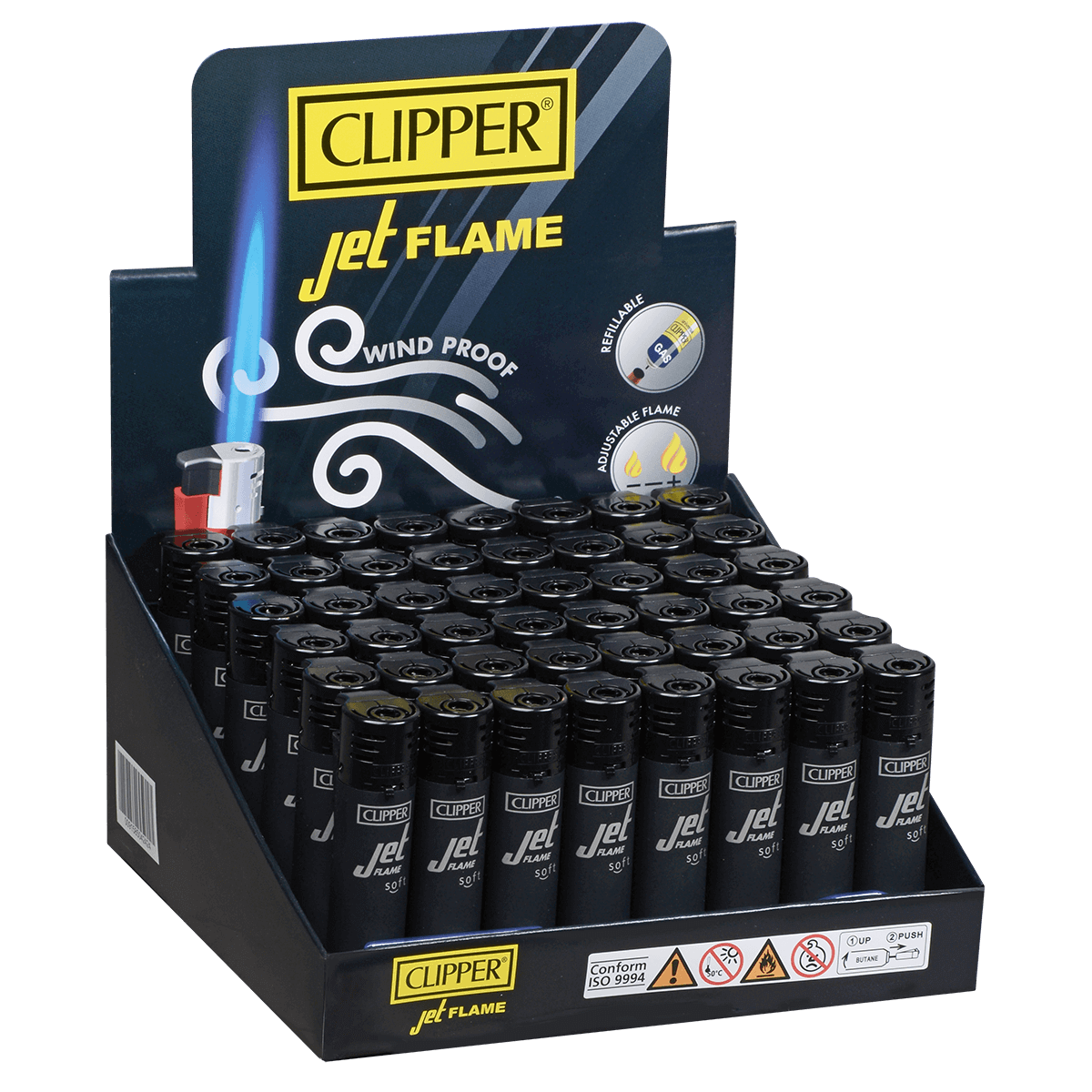 Clipper Ckj11 Black Soft Touch Jet Flame 48Ct Tray