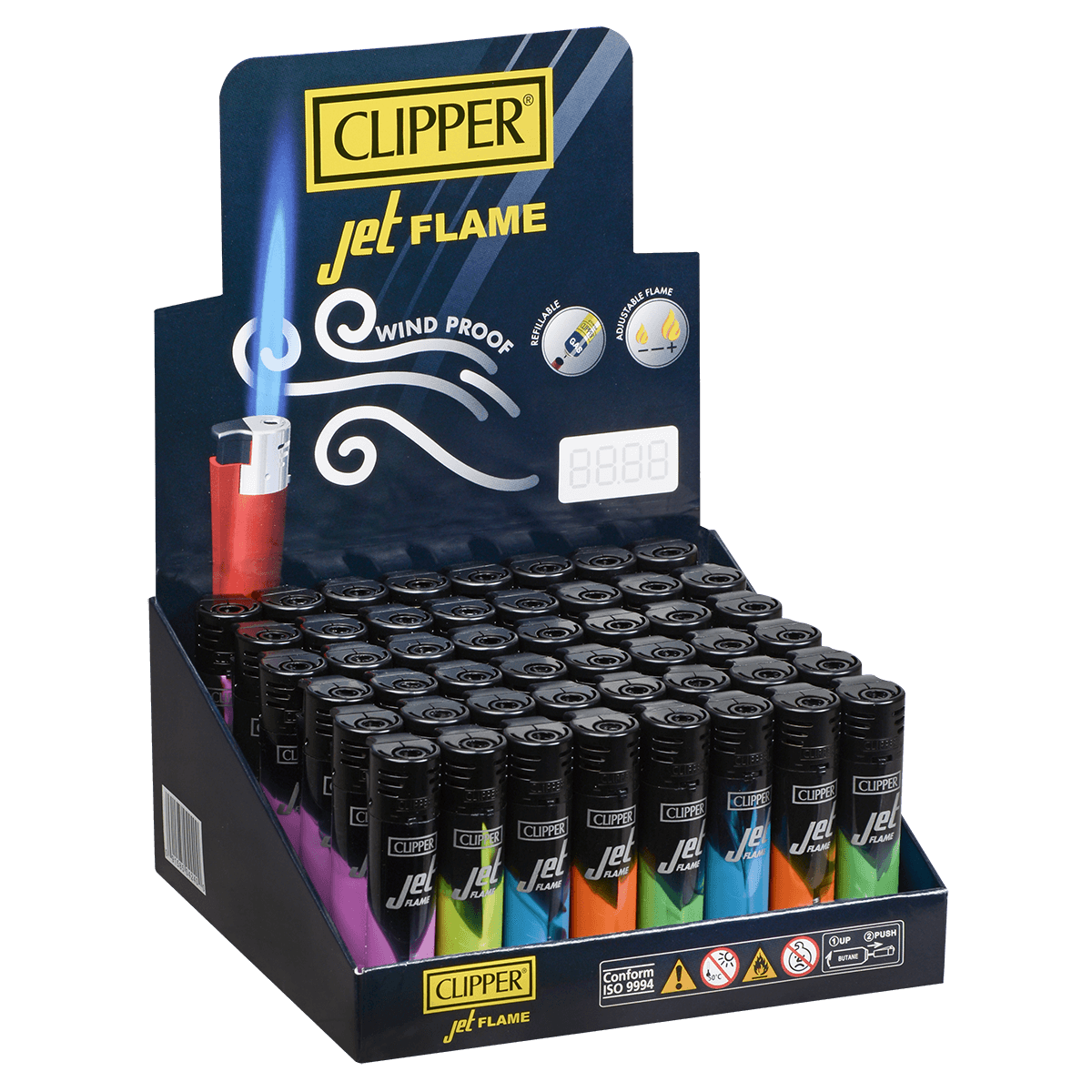 Clipper Electronic Jet Lighter Dark Nebula Bw 48 Ct Tray