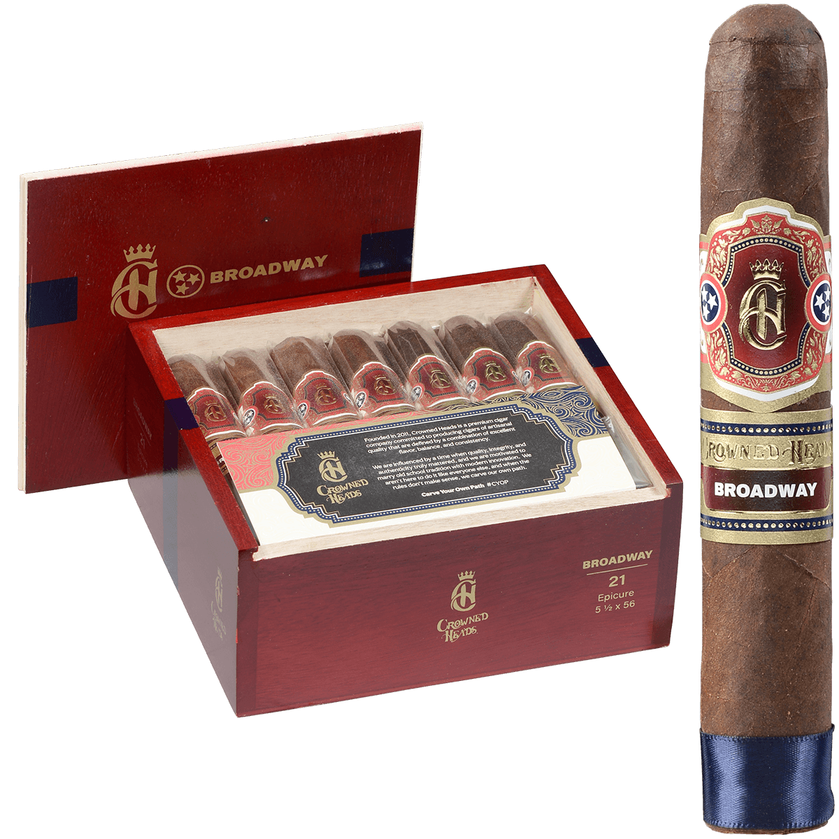 Crowned Heads Broadway Epicure 21 Ct. Box 5.50X56